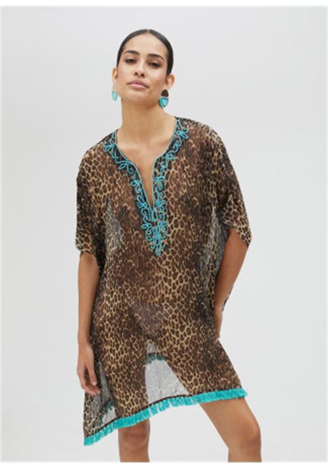 Vestito corto stampa animalier LOLA CASADEMUNT | LS2516051ANIMALIER TURCHESE